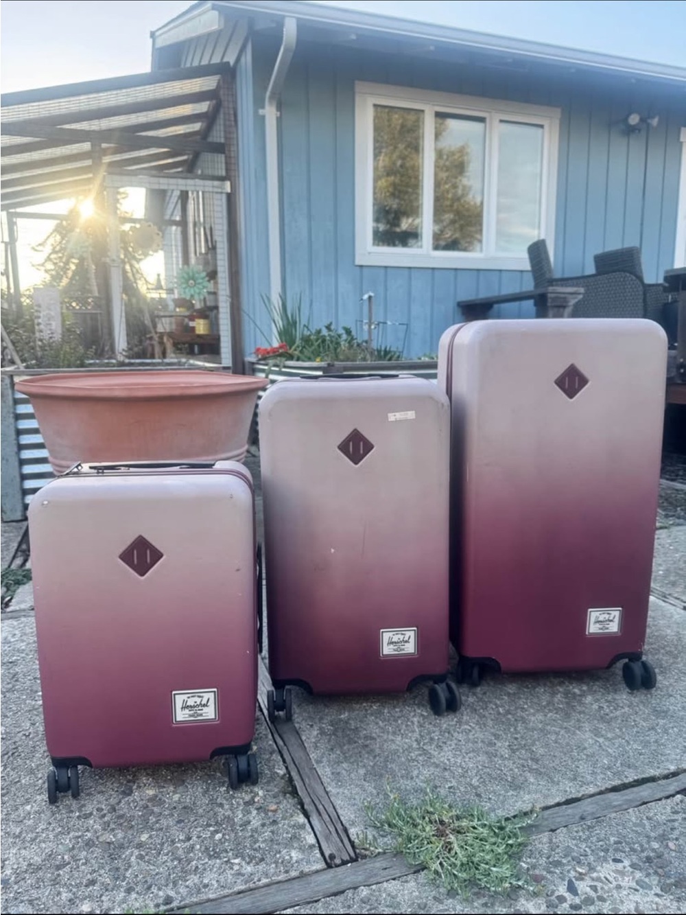 Herschel Oxblood Ombre Pink 3-Piece Spinner Luggage Set
